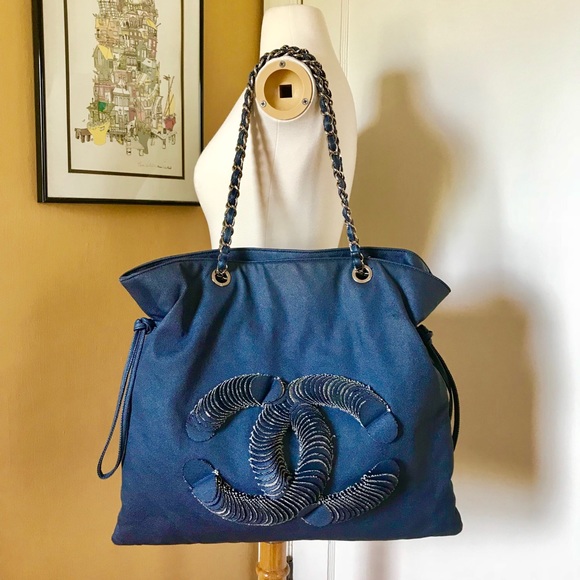chanel denim tote bag